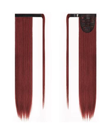 JJstar 70 cm Wine Red Straight Ponytail Hairpiece - Synthetic Hair Extensions for Women & Girls - Buy Online on GoSupps.com