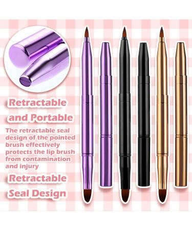 WLLHYF 3PCS Dual End Lip Brush Concealer Brushes Retractable Lipstick Eyeshadow Foundation Makeup Brush Travel Size Lipstick Brush With Cap(Gold/Purple/Black) - Buy Online on GoSupps.com