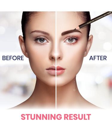 Stylia Waterproof Eyebrow Pencil Set - 12 Dark Brown Eyebrow Pencils for Women Long Lasting Makeup Perfect Eyebrow Shapes - Buy Online on GoSupps.com