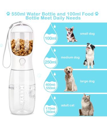 JOPHEK Portable Pet Drinking Bottle - 550ml Leak-Proof Water Bottle with 100ml Food Mug & Activated Carbon Filter for Dogs & Cats - Perfect for Walking & Travel - Buy Online on GoSupps.com