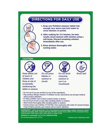 Polident 3-Minute Denture Cleaner 84 Tablets Bundle with Dentu-Care Case and Brush | For Easy Maintenance of Full/Partial Dentures & Mouthguards | Soothe Gums, No More Discomfort - Buy Online on GoSupps.com