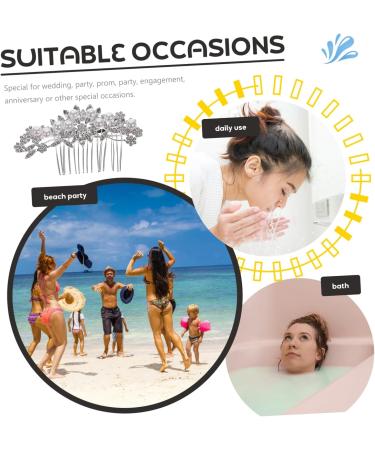 Angoily Pearl Hair Clip Bridal Floral Headpiece Wedding Crystal Hair Comb Floral Hair Comb Flower Side Hair Clips Jeweled Hair Clips Alloy Comb Hair Accessories Bride Fashion - Buy Online on GoSupps.com