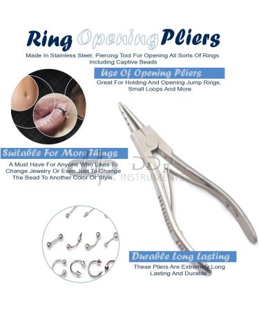 DDP Stainless Steel Ring Opener Piercing Tool Hoops Heavy Big Gauge Captive Bead Opening Pliers - Buy Online on GoSupps.com