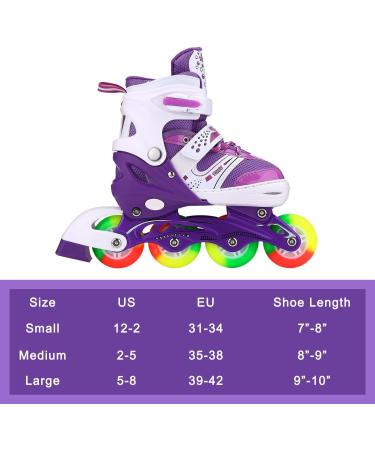 JIFAR Youth Children's Inline Skates - Adjustable with Light Up Wheels - Purple M (1Y-4Y / 8-16 years) - Indoor & Outdoor Skating - Buy Online on GoSupps.com