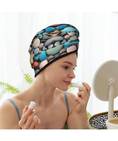 Beach Colored Pebbles Coral Velvet Dry Hair Cap | Perfect for Home Travel Pool Parties & More - Buy Online on GoSupps.com