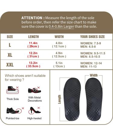 Unisex Waterproof Non-Slip Rain Boot Covers - Black | Reflective, Zipper, Insulated for Hunting, Cycling, Snow, Rainy Days | Large Size - Reusable & Foldable - Buy Online on GoSupps.com