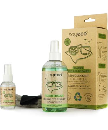 Soyeco 4-in-1 Glasses Cleaner Set | Anti-Fog Spray & Microfiber Cloths | Streak-Free Cleaning International Shipping Available - Buy Online on GoSupps.com