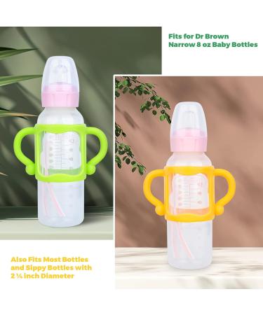4 Pack Silicone Bottle Handles for Dr. Brown Baby Bottles - Easy Grip Holder for Hands-Free Feeding - Pink, Orange, Blue, Green - Buy Online on GoSupps.com