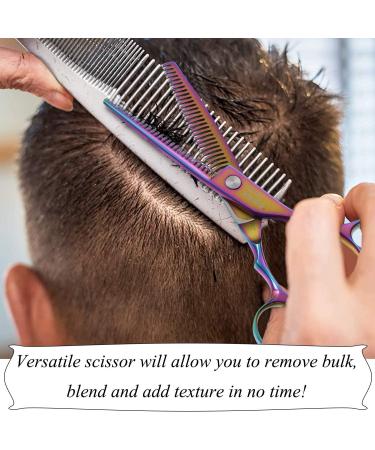 6 Inch Rainbow Double Sided Thinning Shears for Men, Women, Kids - Professional Barber Haircut Scissor for Blending and Texturizing - Buy Online on GoSupps.com