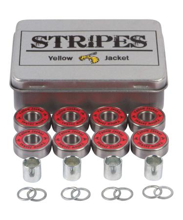 Yellow Jacket Premium Skateboard Bearings | Pro Longboard Bearings | ABEC 9 | Pack of 8 - Racer Red Stripes - Buy Online on GoSupps.com