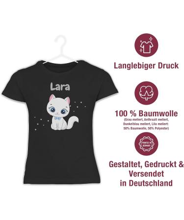Personalized Cat T-Shirt for Girls - Cute Custom Gift by Shirtracer - Black Cat Design (Kids 116) - Buy Online on GoSupps.com