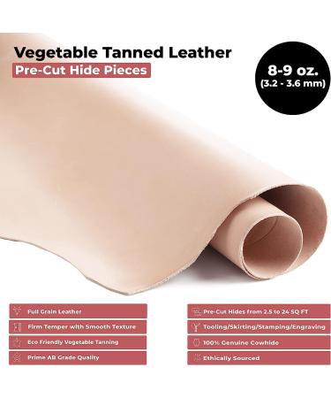 ELW Vegetable Tanned Leather 4-6 SQ FT | Full Grain Cowhide for Crafting & Tooling - Buy Online on GoSupps.com
