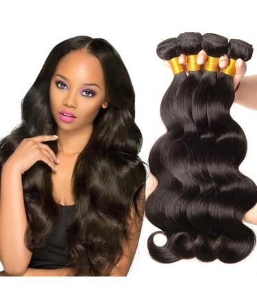 Lomelomme Natural Hair Extensions - Real Body Wave Human Hair Bundles & Closure (16/18/20/22 Inch) - Black Brazilian Wavy Hair for Women - International Shipping Available - Buy Online on GoSupps.com