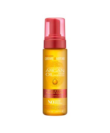 Argan Oil Foaming Mousse by Creme of Nature, Style & Shine, Creates Soft Wraps, Defines Curls, Prevents Frizz & Adds Exotic Shine, 7 Fl Oz 7 Ounce (Pack of 1)