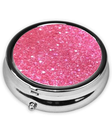 Sparkling Pink Glitter Pill Box - Portable 3 Compartment Metal Organizer for Vitamins & Travel | Cute Pill Case for Purse & Pocket - Buy Online on GoSupps.com