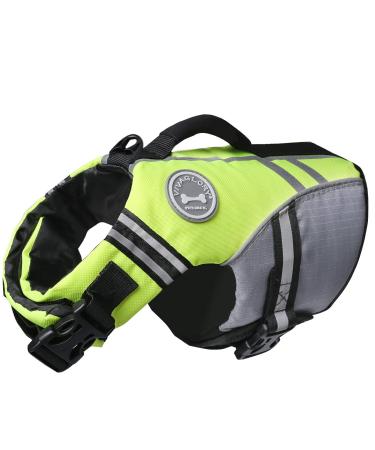 Vivaglory sports style life jacket for dogs with an excellent buoyancy adjustable & durable life jacket with a safe fastening system for small dogs neon yellow XS: 43-51 cm (chest circumference) neon yellow - Buy Online on GoSupps.com