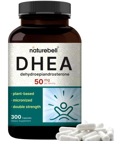 NatureBell DHEA 50mg for Men & Women 300 Capsules | Micronized for Better Absorption | Plant-Based Source | Supports Energy Metabolism & Healthy Aging | Non-GMO Made in USA