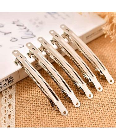 Egurs Metal Hair Clip 100 Pieces Silver French Hair Clip DIY Craft Hair Bow Hair Accessories 9.5cm