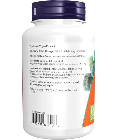 Now Foods Magnesium Citrate 200mg 100tab Unflavored 100 Count (Pack of 24) - Buy Online on GoSupps.com