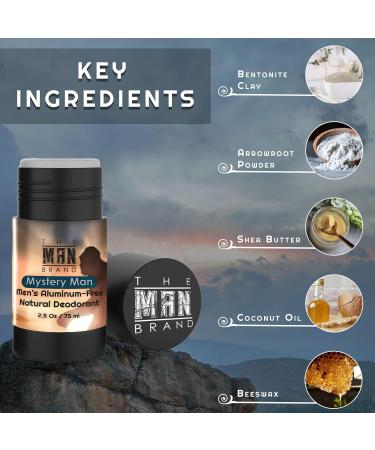 The Man Brand's Mystery Man Natural Deodorant for men - Mens Aluminum Free Deodorant - Natural Deodorant Baking Soda Free - All Natural Deodorant for Men (Mystery Man - 2.5 oz) - Buy Online on GoSupps.com