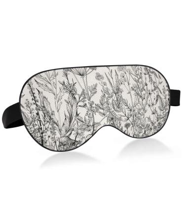 Haskirky Light Blocking Eye Mask Breathable and Adjustable Adult Men and Women Travel on Business Trips Yoga Meditation Light Smooth Comfortable Eye Mask Office Deep Sleep Goodies Black White Flowe