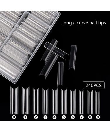 Elevate Your Nail Game with 480PCS XL Clear Nail Tips - Half Cover Coffin & C Curve for Acrylic Nails - Professional Quality for Salons & Home Use - Buy Online on GoSupps.com