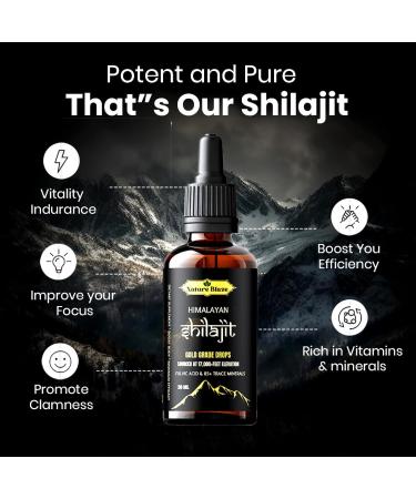 Nature Blaze Organic Himalayan Shilajit Drops for Men & Women (30Ml / 1.0 Oz) - Buy Online on GoSupps.com