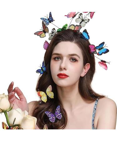 Aesthetic Butterfly Hairhoop Festival Holiday Headdress Girl Spring Headwear Stage Performances Hair Clip Hair Decors Yellow - Buy Online on GoSupps.com