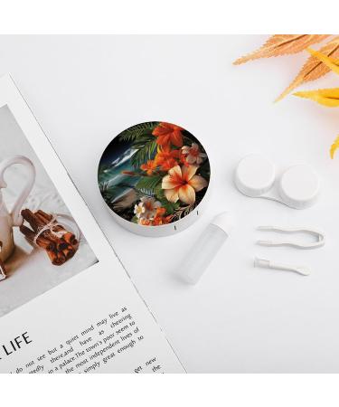 Travel-Friendly Tropical Flowers Contact Lens Case | Portable Storage Box for Contact Lenses - Buy Online on GoSupps.com