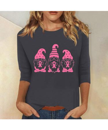 oelaio Breast Cancer Shirts Women Breast Cancer Awareness T-Shirts 3/4 Sleeve T Shirts for Women Loose Fit Pink Ribbon Tops Gray X-Large - Buy Online on GoSupps.com
