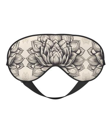 Lotus Flower Namaste Double-Sided Sleep Eye Mask Comfort Soft Blindfold with Adjustable Strap Block Out Light Black