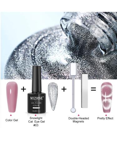 MIZHSE Crystal Cat Eye Gel Nail Polish Set with Cat Eye Gel, Glitter, and 2 Magnet Sticks - Sparkle and Shine with this UV LED Nail Art Gift Set - Buy Online on GoSupps.com