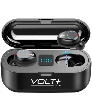 VOLT PLUS TECH Wireless Bluetooth Earbuds for Samsung All Galaxy S23/S23+/S23Ultra/S22/Ultra/S22+/S21/Ultra/S21+/S20/5G /Galaxy A/Galaxy Note/Galaxy Z F9 TWS and IPX7 Waterproof with 2000mAh Case BLACK F9