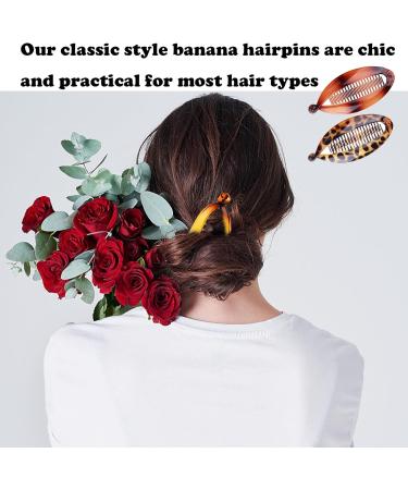 Banana Hair Clip 4 PCS Banana Clip Banana Clips for Hair Beauty Fashion Accessories Ponytail Holder Clip for Girls and Ladies with Various Hairstyles Double Banana Clip Set - Buy Online on GoSupps.com
