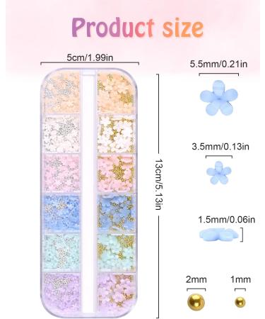 Mixed 3D Flower Nail Charms EBANKU 12 Boxes Acrylic Light Change Colorful Cherry Blossom Nail Art Rhinestones Metal Caviar Beads Flowers Nail Art Decorations Spring Nail Art Supplies for Women Girls Multicolor - Buy Online on GoSupps.com
