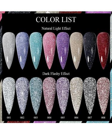 SUPWEE 8Pcs Reflective Glitter Gel Nail Polish Set Semi Permanent Soak Off UV Gel Varnish Nail Art Shiny Effect All for Manicure - (Color: BDSZJ111-8PCS) - Buy Online on GoSupps.com