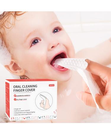 SANFE ELEPHANT Baby Finger Toothbrush | Baby Dry Wipes | Tooth and Gum Wipes | Baby Tongue Cleaner | Stage 1 Birth to First Teeth | 0-36 Months | 30 Count (Dry Finger cots)