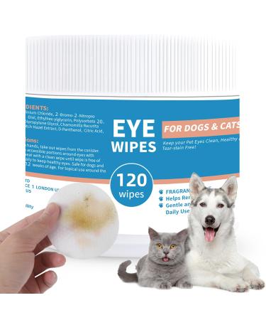 Lingettes Pour les yeux d'animaux (chiens et Chats) - 120 lingettes liminatrices de taches de larmes - Tampons de Coton pr -impr gn s Pour le nettoyage des yeux sans Parfum