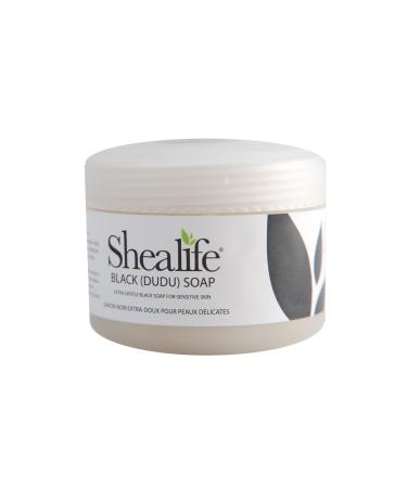 100g Jar of African Black Soap traditionally made using Unrefined Shea Butter Cocoa Pod Ash & Virgin Coconut Oil. Contains No SLS Detergents & Parabens. Ideal for very Sensitive Skin types supplied direct by Shea Life Skincare. 100g Jar