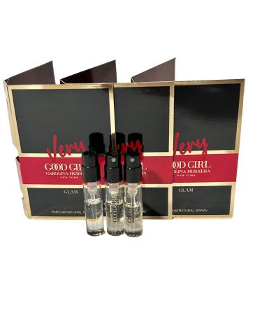 Carolina Herrera Very Good Girl GLAM PARFUM Sample Spray Perfume WOMEN 1.5 ml / 0.05 fl oz (Set of 3) Clear Very Good Girl 0.05 Fl Oz (Pack of 3)