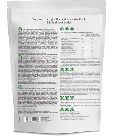 ALLKME Green Elixir Superfood Powder with Probiotics - 30 Superfoods incl. Spirulina & Wheatgrass - 30 Servings, 100% Natural - Buy Online on GoSupps.com
