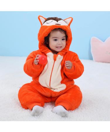 COOKY.D Baby Animal Hooded Winter Romper | Newborn 3-36 Month | Thicken Outfits Jumpsuit | 6-12 Month Fox - Buy Online on GoSupps.com