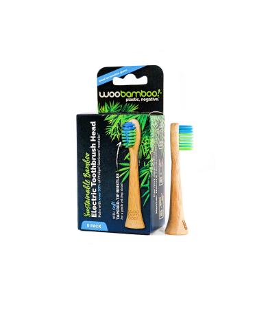 Bamboo Electric Toothbrush Replacement Heads for Phillips Sonicare - 6pk by WooBamboo! - Eco-Friendly  Biodegradable  Vegan