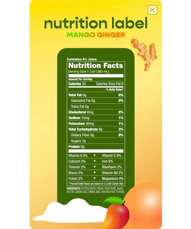 Pricklee Mango Ginger Cactus Water - Low-Calorie Hydration with Antioxidants & Electrolytes - Buy Online on GoSupps.com