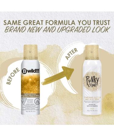 Punky Temporary Glitter Color Spray - Travel Size, Lightweight Formula for Hair, Skin, and Clothing - 3.5 oz (Gold) - Buy Online on GoSupps.com