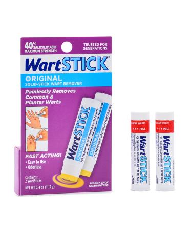 WartStick Maximum Strength Salicylic Acid Solid-Stick Common and Plantar Wart Remover 2 Pack 0.4 Oz - Buy Online on GoSupps.com