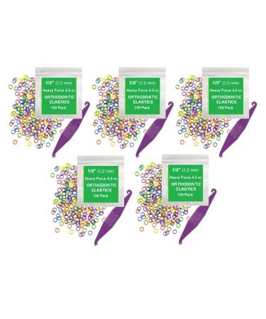 1/8 Inch Orthodontic Elastic Rubber Bands 500 Pack Neon Heavy 4.5 Ounce Small Rubberbands Dreadlocks Hair Braids Fix Tooth Gap Free Elastic Placer for Braces