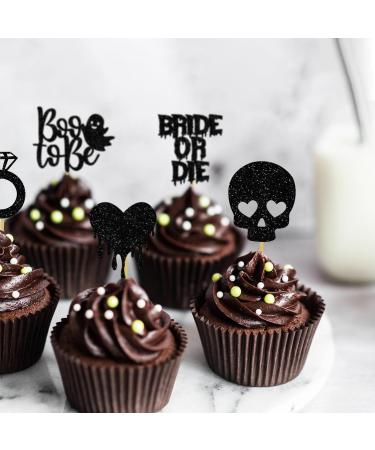 Halloween Bachelorette Cupcake Topper Boo To Be Ring Bride Or Die Skull Heart Blood Glitter Food Picks Horror Ghost Engagement Party Decorations Black - Buy Online on GoSupps.com