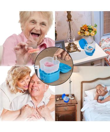2 Pack Denture Bath Case Dental False Teeth Container Retainer case Denture Cup Soaking Holder False Teeth Container Mouth Guard Brace Denture Bath(Dark Blue Light Blue) - Buy Online on GoSupps.com
