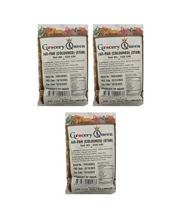One Stop Dealers Far Far (Fryums) (200 Gram) - A Flaky Crispy And A Bit Sweet And Salty In Taste Vibrant Snacks Either Eaten As A Snacks Or Served To Accompany A Meal (Colored Star Pack of 3)
